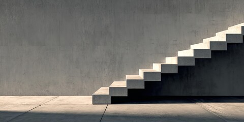 A staircase is shown in a room with a wall.