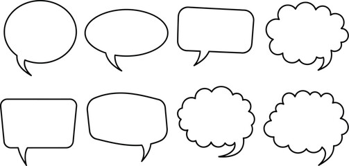 Fototapeta premium Collection of various black and white speech bubbles and thought balloons