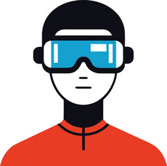 Person wearing augmented reality glasses with ai overlay interface isolated on transparent background