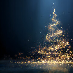 Graphic background for seasonal greeting in blue with trees	