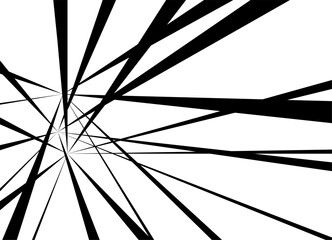 Rays of intersecting black lines on a white background. Vector pattern. Design element for covers, advertising, packaging, labels. Vector background with space for text. Laser