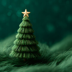 Graphic background for seasonal greeting in green with trees