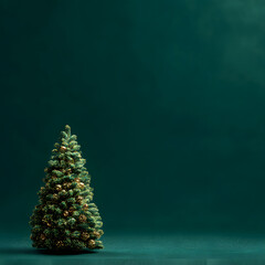 Graphic background for seasonal greeting in green with trees