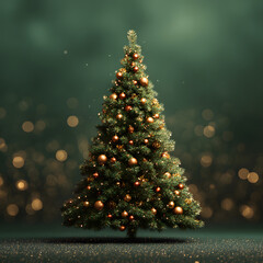Graphic background for seasonal greeting in green with trees