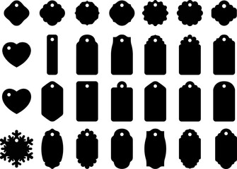 set of black tags
