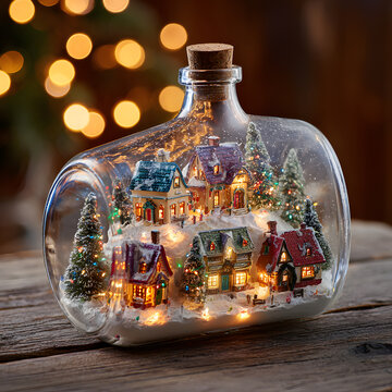Festive background decoration with trees and light in warm tone