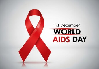 World aids day awareness with red ribbon symbol isolated on white background promoting support for people living with hiv and aids