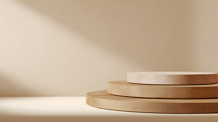 3d rendering of product display and demonstration for product, demo, backdrop, mockup, daylight, nature, beige	