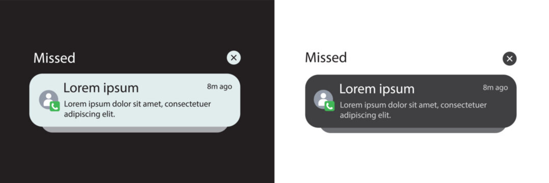 push notifications icons. Notification template Message Interface. Message bubble icons. displaying alerts and messages on the screen. Vector.