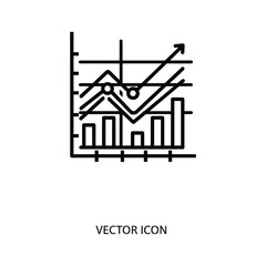 Business growth chart icon with bar graph and line graph