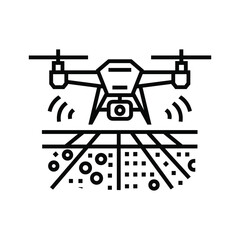 Drone monitoring agricultural field for smart farming technology icon
