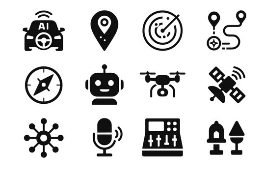 Display navigation interface sensor icon ai system tracker vector console hub