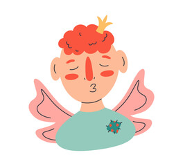 A prince or an angel, a guy in love. A funny sticker for Valentine's Day.
