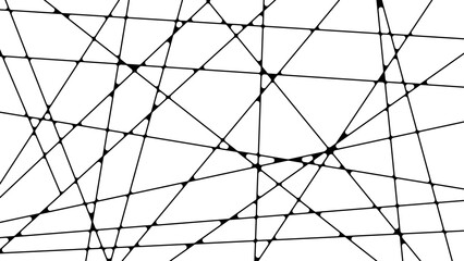 Lines merging at intersection and forming web, simple art black and white background