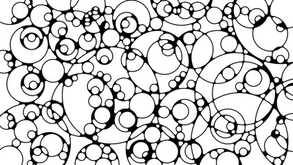 Rings on the water, black and white art simple contrast background