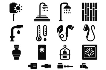 Obraz premium Control rain eco outdoor tap vector gauge screen privacy wooden icon shower