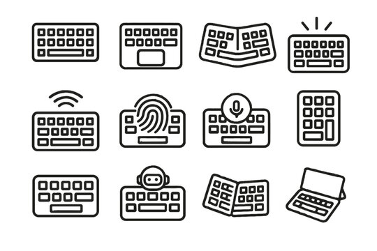 Button numeric keyboard voice icons icon smart design fingerprint vector detachable command