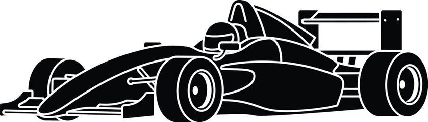 Naklejka premium A sleek black silhouette of a formula one race car in motion