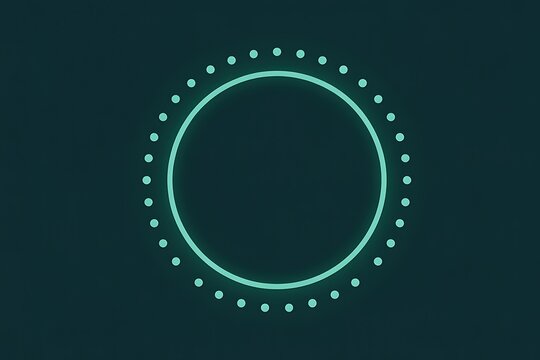Glowing teal circle with dots on dark background, abstract animation