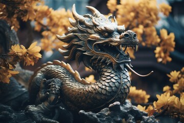 Dragon animal representation underwater.