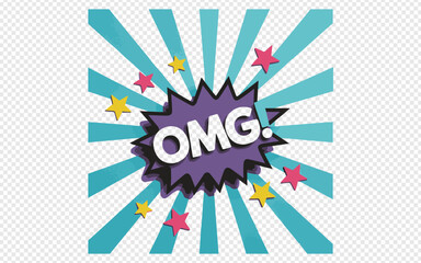 Fototapeta premium Vibrant OMG Expression with Stars and Rays for Eye-Catching Designs and Creative Projects, Perfect for Social Media and Marketing Campaigns