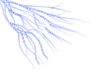 Dynamic blue lightning bolt with electric energy discharge effect
