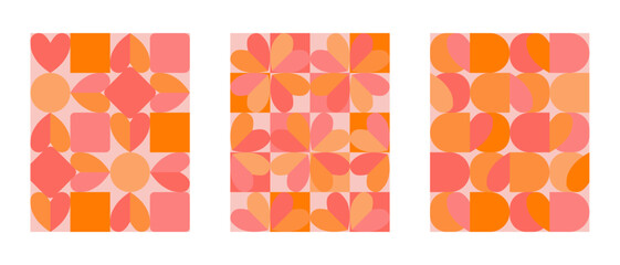 Lovely collection of abstract Valentine&rsquo;s backgrounds featuring dual-tone hearts and shapes. Perfect for print and digital use, including covers, wrapping paper, banners, romantic graphics, and decor.