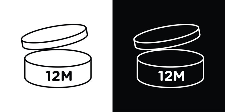 Period after opening 12m icons isolated outline vector icon with editable stroke