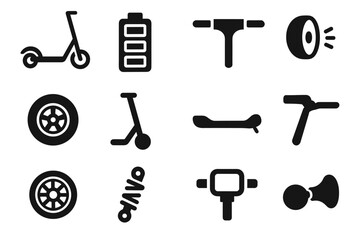 Obraz premium Pack kickstand panel horn vector footboard icon handlebar scooter electric eco icons