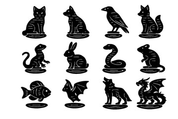 Obraz premium Fox icon vector fish neon pets lizard raven hologram cyberpunk rabbit wolf