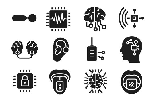 Interface communication microphone vector communicator canal connector icon speech icons implant transmitter