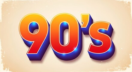 Retro 90s Style Typography with Neon Glow and Vintage Texture