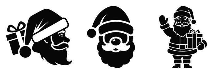 black silhouette santa merry tip on a white background graphic design