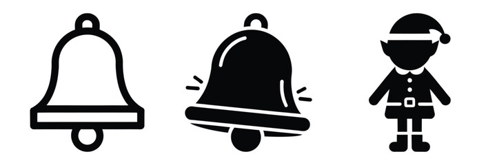 black silhouette elf bell jiggle on a white background graphic design