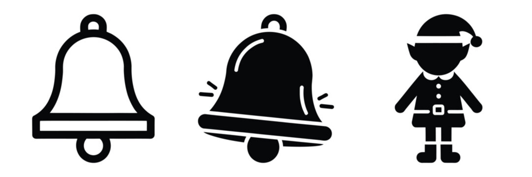 black silhouette elf bell jiggle on a white background graphic design
