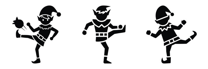 black silhouette elf candy kick on a white background graphic design