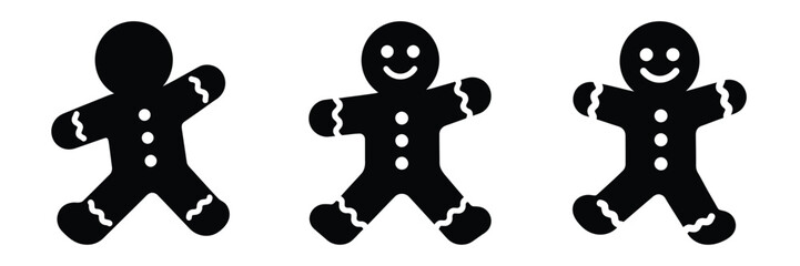 black silhouette gingerbread jump silhouette on a white background graphic design