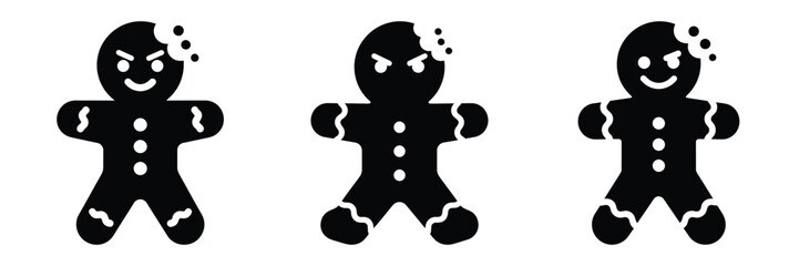 black silhouette gingerbread sassy bite on a white background graphic design