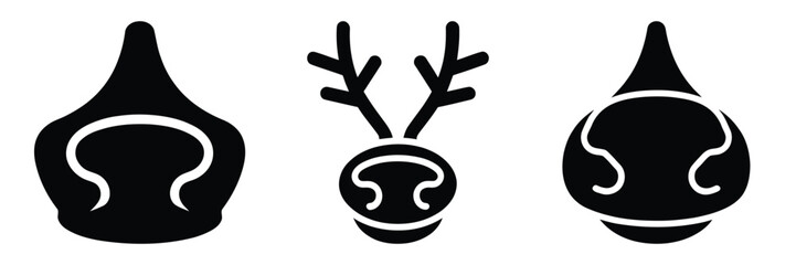black silhouette reindeer nose flash on a white background graphic design