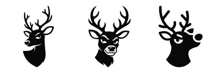 black silhouette reindeer sassy look on a white background graphic design