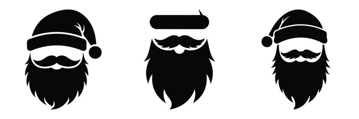 black silhouette santa beard bubble on a white background graphic design