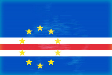 Stylized image of the Cape Verde flag featuring blue field, central stripes of white and red, and a ring of yellow stars in a horizontal lined effect.