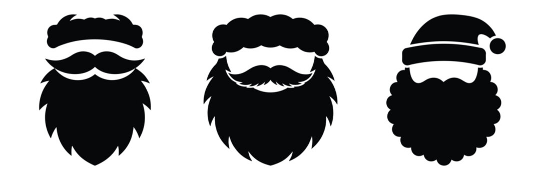 black silhouette santa beard puff on a white background graphic design