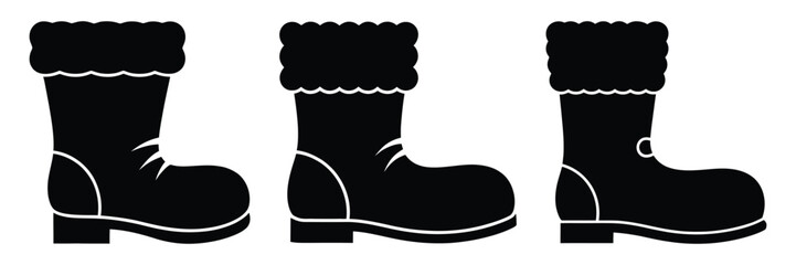 black silhouette santa boot slip on a white background graphic design