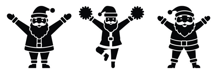 black silhouette santa cheer hop on a white background graphic design