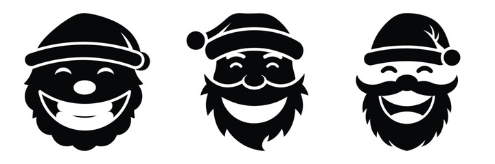 black silhouette santa cookie grin on a white background graphic design