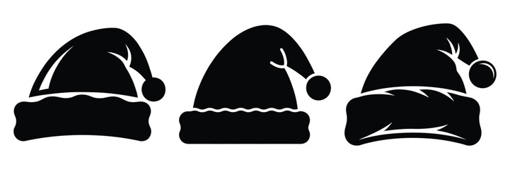 black silhouette santa hat flip on a white background graphic design