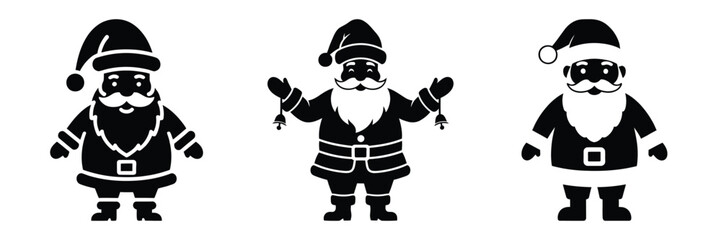 black silhouette santa jingle wiggle on a white background graphic design