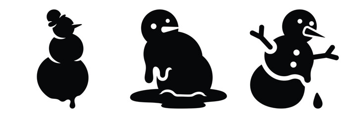 black silhouette snowman drop wiggle on a white background graphic design