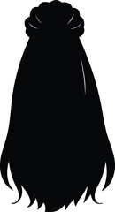 Graceful long hair silhouette in an elegant updo, versatile vector illustration for beauty, fashion, salon, and personal care designs isolated on transparent background, Vector